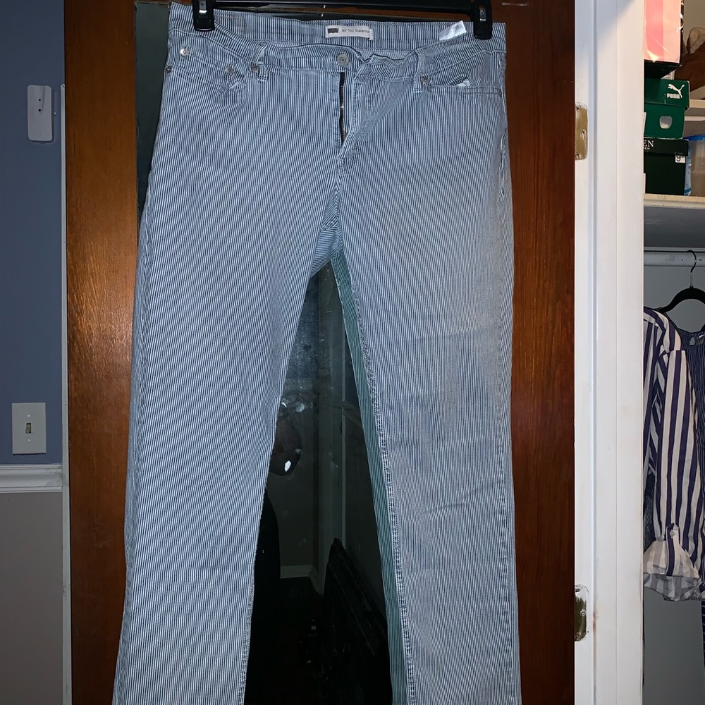 Levi’s Blue and white stripe jeans!